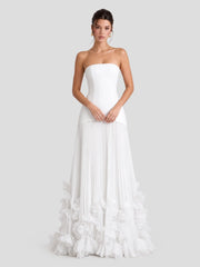 Pleated Mermaid Strapless Corset Maxi Dress