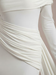 Timeless Sculptural Drape Jersey Maxi Dress